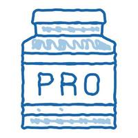 bouteille pro sport nutrition doodle icône illustration dessinée à la main vecteur