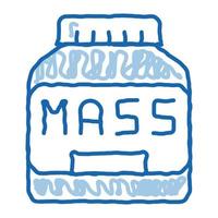 bouteille de masse sport nutrition doodle icône illustration dessinée à la main vecteur