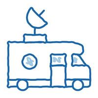 journaliste camion doodle icône illustration dessinée à la main vecteur