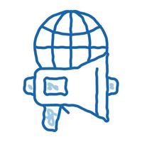 haut-parleur globe doodle icône illustration dessinée à la main vecteur