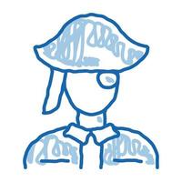 pirate silhouette doodle icône illustration dessinée à la main vecteur