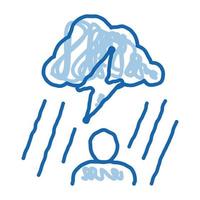 nuage pluvieux homme doodle icône illustration dessinée à la main vecteur