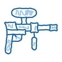 pistolet de paintball doodle icône illustration dessinée à la main vecteur