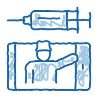 médecin seringue doodle icône illustration dessinée à la main vecteur