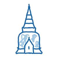 thaïlande religion tour doodle icône illustration dessinée à la main vecteur