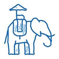 éléphant pour les excursions doodle icône illustration dessinée à la main vecteur