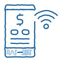 gestion de l'argent via la distribution wi-fi doodle icône illustration dessinée à la main vecteur