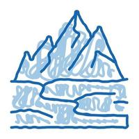 haute montagne terrain doodle icône illustration dessinée à la main vecteur