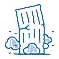 gratte-ciel effondrement icône doodle illustration dessinée à la main vecteur