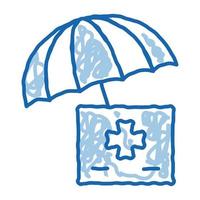 soins médicaux sous parapluie doodle icône illustration dessinée à la main vecteur