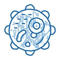 icône de doodle de bactérie ronde microscopique illustration dessinée à la main vecteur