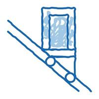 transport en commun ascenseur incliné doodle icône illustration dessinée à la main vecteur