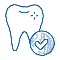 dentiste stomatologie dent saine doodle icône illustration dessinée à la main vecteur