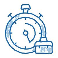 chronomètre et valise élément agile doodle icône illustration dessinée à la main vecteur
