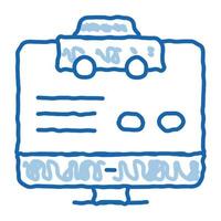 site informatique pour appeler un taxi en ligne doodle icône illustration dessinée à la main vecteur