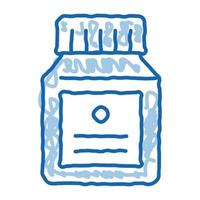 bouteille de médicament suppléments doodle icône illustration dessinée à la main vecteur