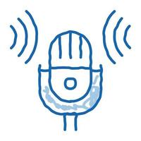 son microphone commande vocale doodle icône illustration dessinée à la main vecteur
