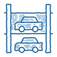 icône de doodle de stationnement à plusieurs étages illustration dessinée à la main vecteur