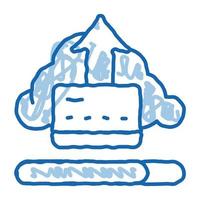 radiation de données via le stockage en nuage doodle icône illustration dessinée à la main vecteur