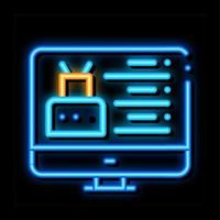 illustration de l'icône de lueur au néon du site web de la robotique vecteur