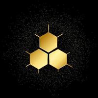 abeille, nid d'abeille, icône d'or intelligente. illustration vectorielle de fond de particules dorées. icône de vecteur d'or