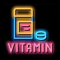 paquet de pilules de vitamines néon lueur icône illustration vecteur