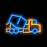 illustration de l'icône de lueur au néon du camion malaxeur à béton vecteur