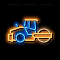 réparation de route pavage tracteur néon lueur icône illustration vecteur