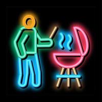 barbecue cuisine néon lueur icône illustration vecteur