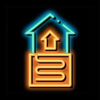 illustration de l'icône de lueur au néon de l'équipement de chauffage par le sol de la chambre de la maison vecteur