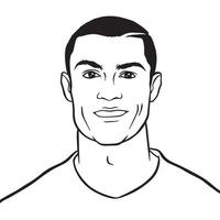 illustration de portrait vectoriel noir et blanc du footballeur portugais cristiano ronaldo