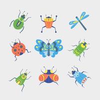 mignons petits insectes printaniers vecteur