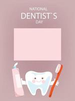 bannière horizontale de la journée nationale des dentistes. illustration vectorielle de dessin animé doodle. vecteur