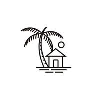 création de logo de maison de plage minimaliste. illustration vectorielle de dessin au trait vecteur