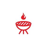 icône du logo vectoriel barbecue. signe de barbecue rouge sur fond blanc. icône barbecue pour le web et l'application