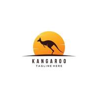 illustration de conception de logo animal et soleil silhouette kangourou vecteur