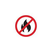 aucun symbole d'icône de signe de vecteur de feu, aucune icône de signe de flamme