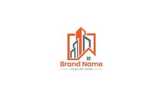 création vectorielle de logo immobilier, bâtiment et construction. création de logo immobilier. vecteur de conception de logo maison pro