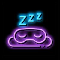 nuit sommeil yeux masque néon lueur icône illustration vecteur