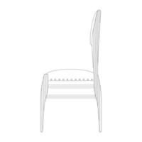 vue de côté de chaise en bois foncé dans le style de contour. assise turquoise. conception de meubles en bois pour la maison. illustration vectorielle colorée sur fond blanc. vecteur