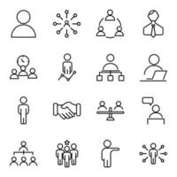 icône de ligne sertie de symboles isolés de divers utilisateurs, ouvriers, chefs, patrons. parfait pour l'interface utilisateur, les applications, les sites Web, les magasins, les publicités, les infographies vecteur