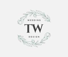 tw initiales lettre mariage monogramme logos collection, modèles minimalistes et floraux modernes dessinés à la main pour cartes d'invitation, réservez la date, identité élégante pour restaurant, boutique, café en image vectorielle vecteur