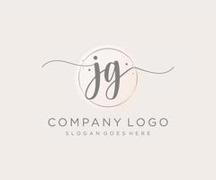 logo féminin jg initial. utilisable pour les logos nature, salon, spa, cosmétique et beauté. élément de modèle de conception de logo vectoriel plat.