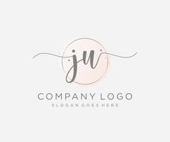 logo féminin ju initial. utilisable pour les logos nature, salon, spa, cosmétique et beauté. élément de modèle de conception de logo vectoriel plat.