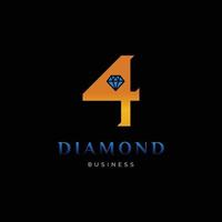 lettre initiale numéro quatre ou numéro 4 modèle de conception de logo icône diamant vecteur