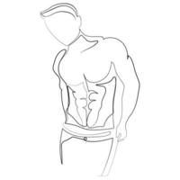 esquisser la ligne de corps masculin musclé pour la conception de mode de vie. homme musclé dessin au trait continu design minimaliste pour l'impression, l'affiche, le web, le logo, la bannière, l'emblème. illustration vectorielle de sport. mode de vie sain vecteur