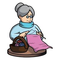 conception d'illustration de grand-mère au crochet vecteur