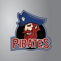 insigne de conception d'illustration de pirates vecteur