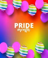 le mois de la fierté lgbt lesbienne gay bisexuelle transgenre célébrée annuellement. conception avec fond de ballon arc-en-ciel coloré. vecteur. vecteur