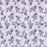 joli motif répétitif sans couture avec branches d'olivier sur fond rose, motif floral. olive dessinée à la main en motif pour le textile, le papier d'emballage et la conception d'emballages.vecteur vecteur